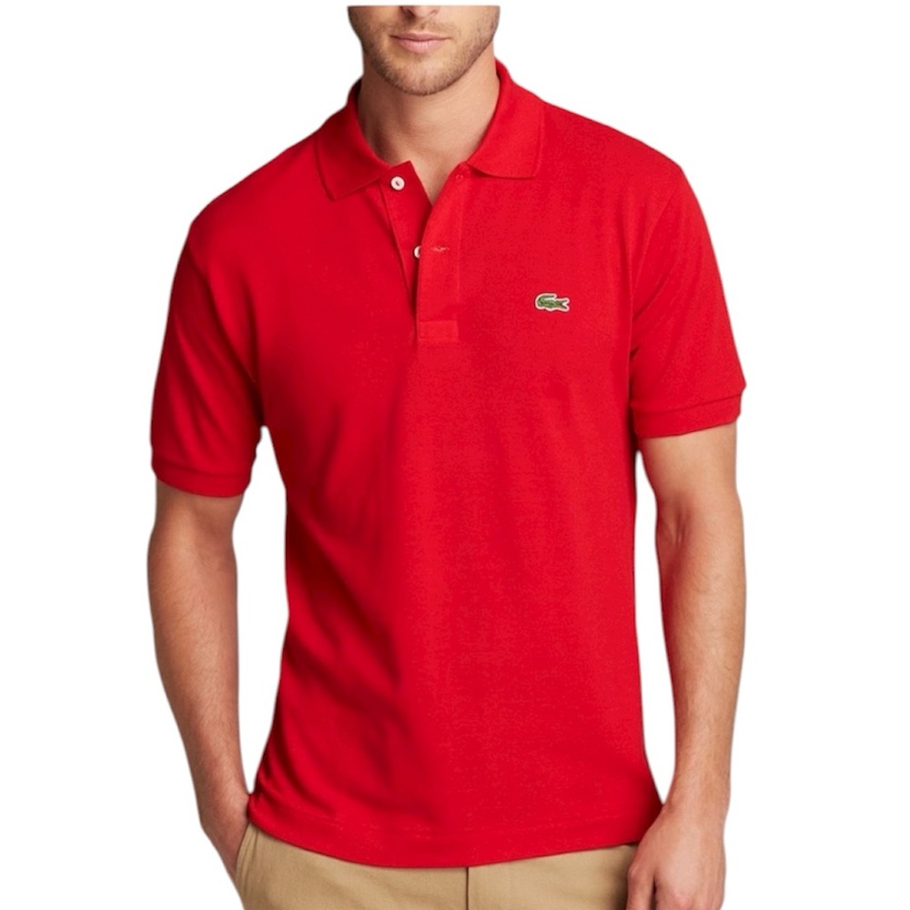 Lacoste Vintage Men's Classic Cotton Red Polo Alligator Shirt Size 6/XL MSRP$135
